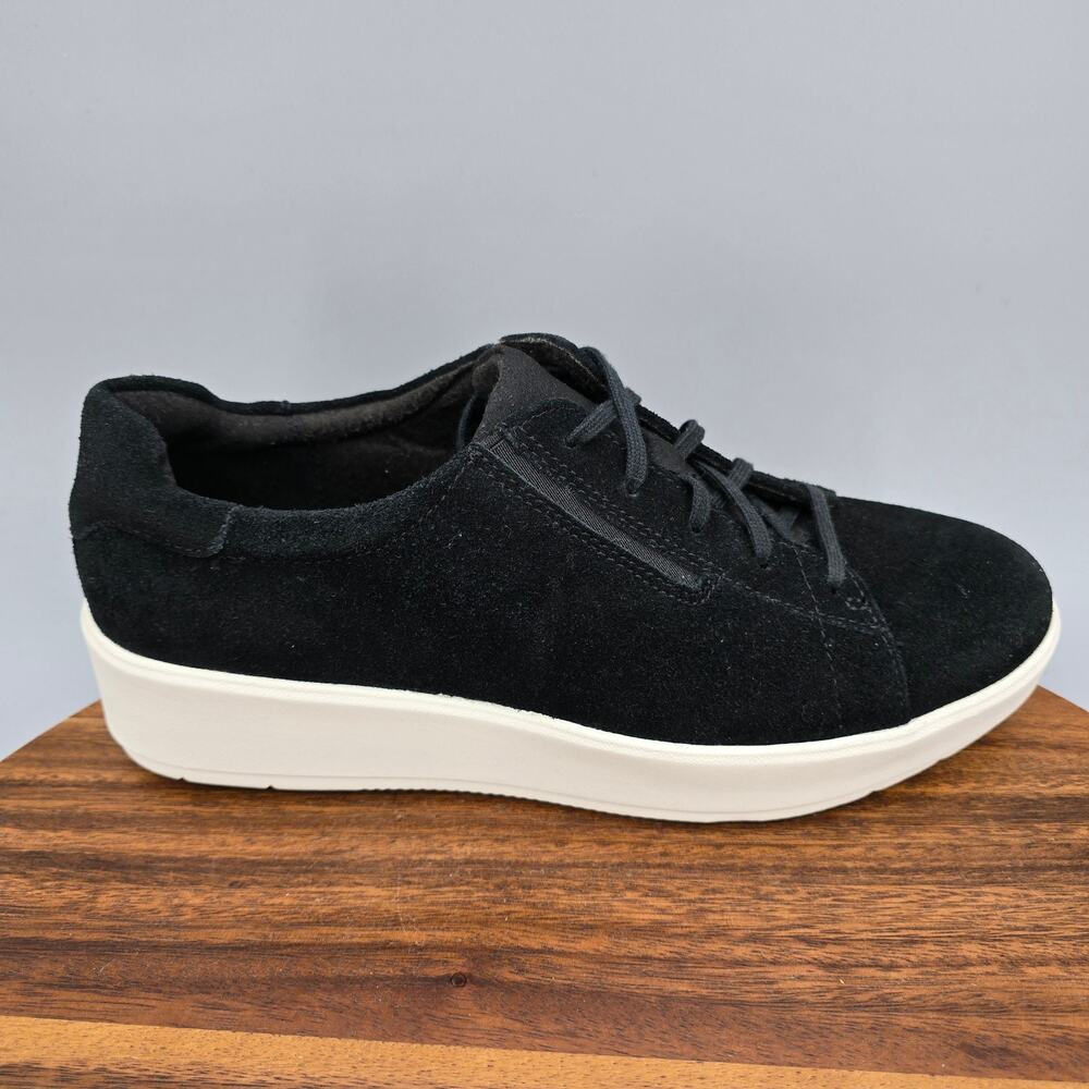 Clarks Shoes Womens 9 M Black Suede Leather Layton lace Up Comfort Sneakers